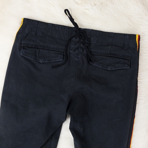 Pam & Gela Racing Stripe Raw Angled Hem Straight Leg Jeans - Picture 6 of 10